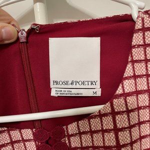 Prose & Poetry James Mini Dress Medium Red Square Check Plaid Laser Cutout